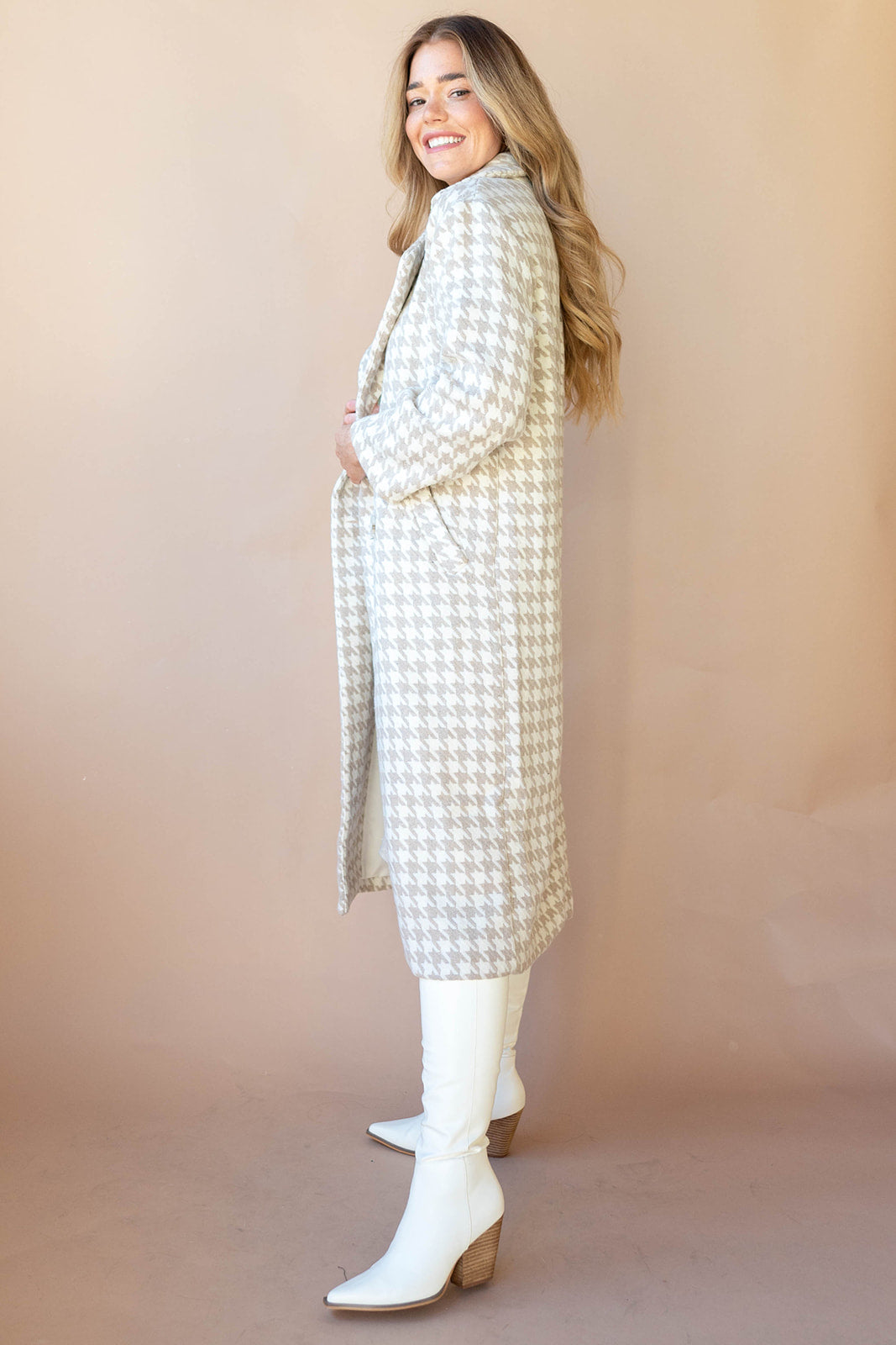 elegant houndstooth coat