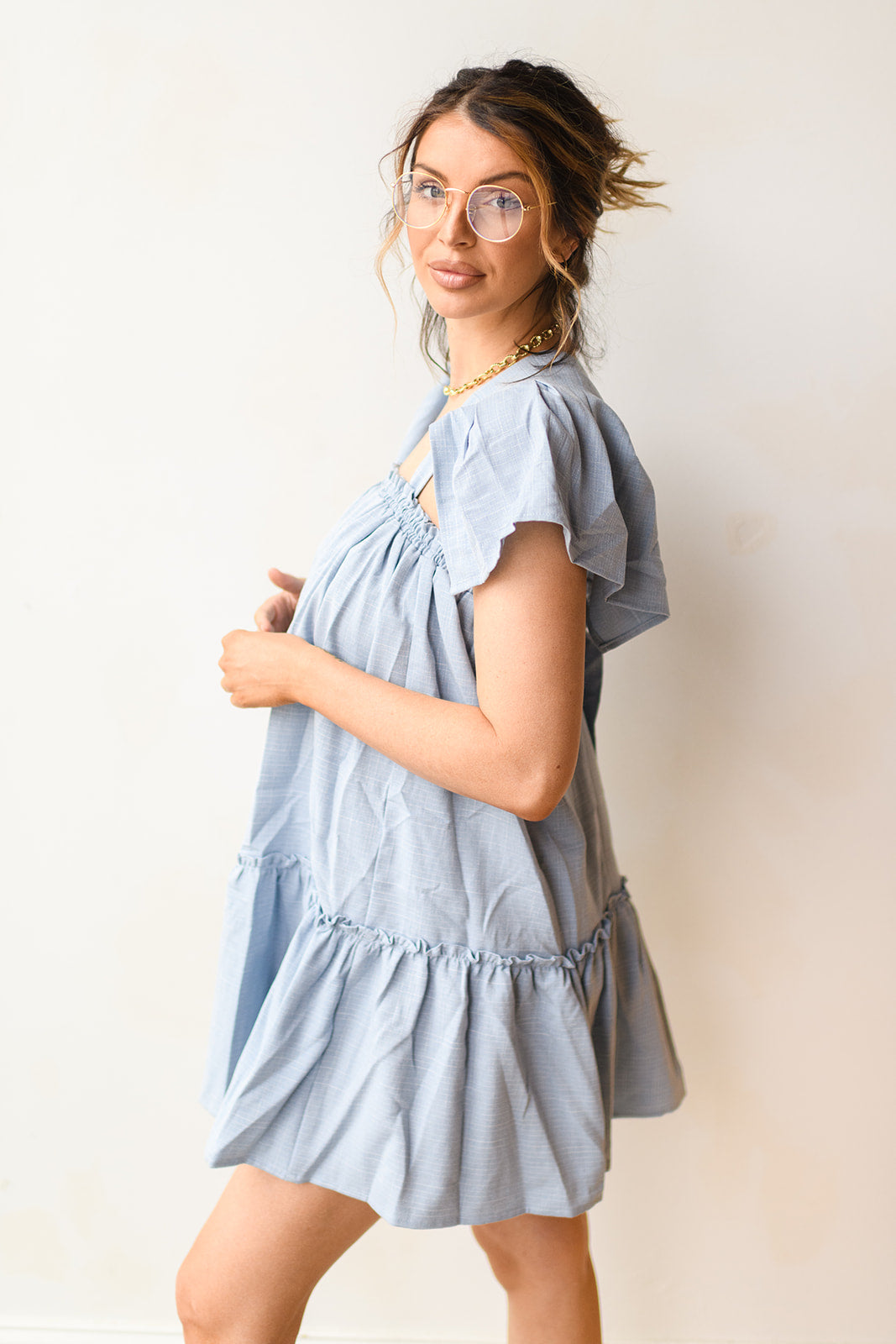 flutter babydoll mini dress