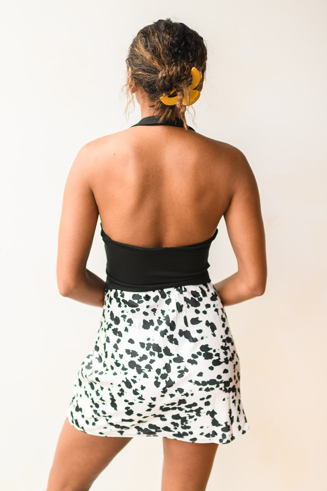 rouched halter crop top