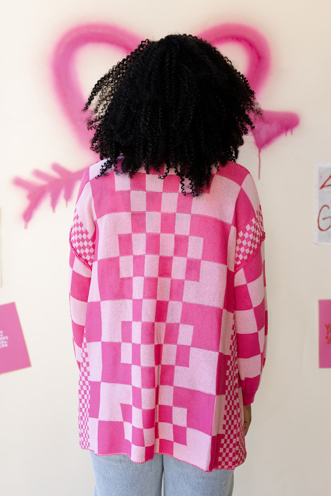 cora checkerboard cardigan