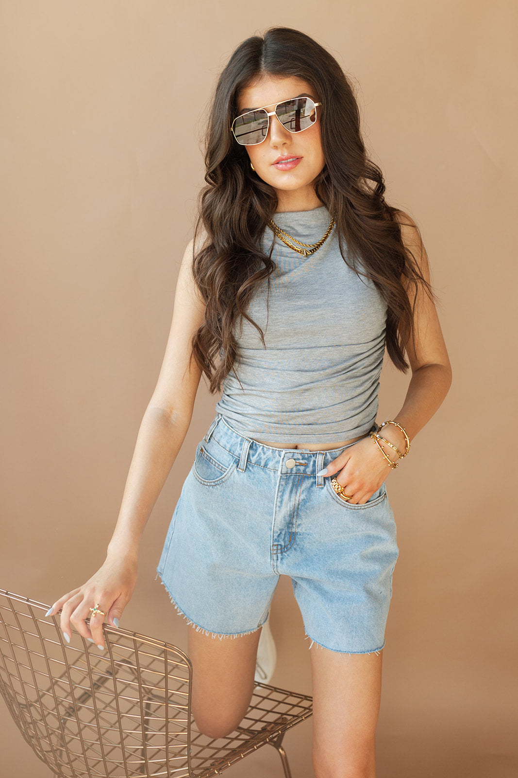 wyatt ruched side tank