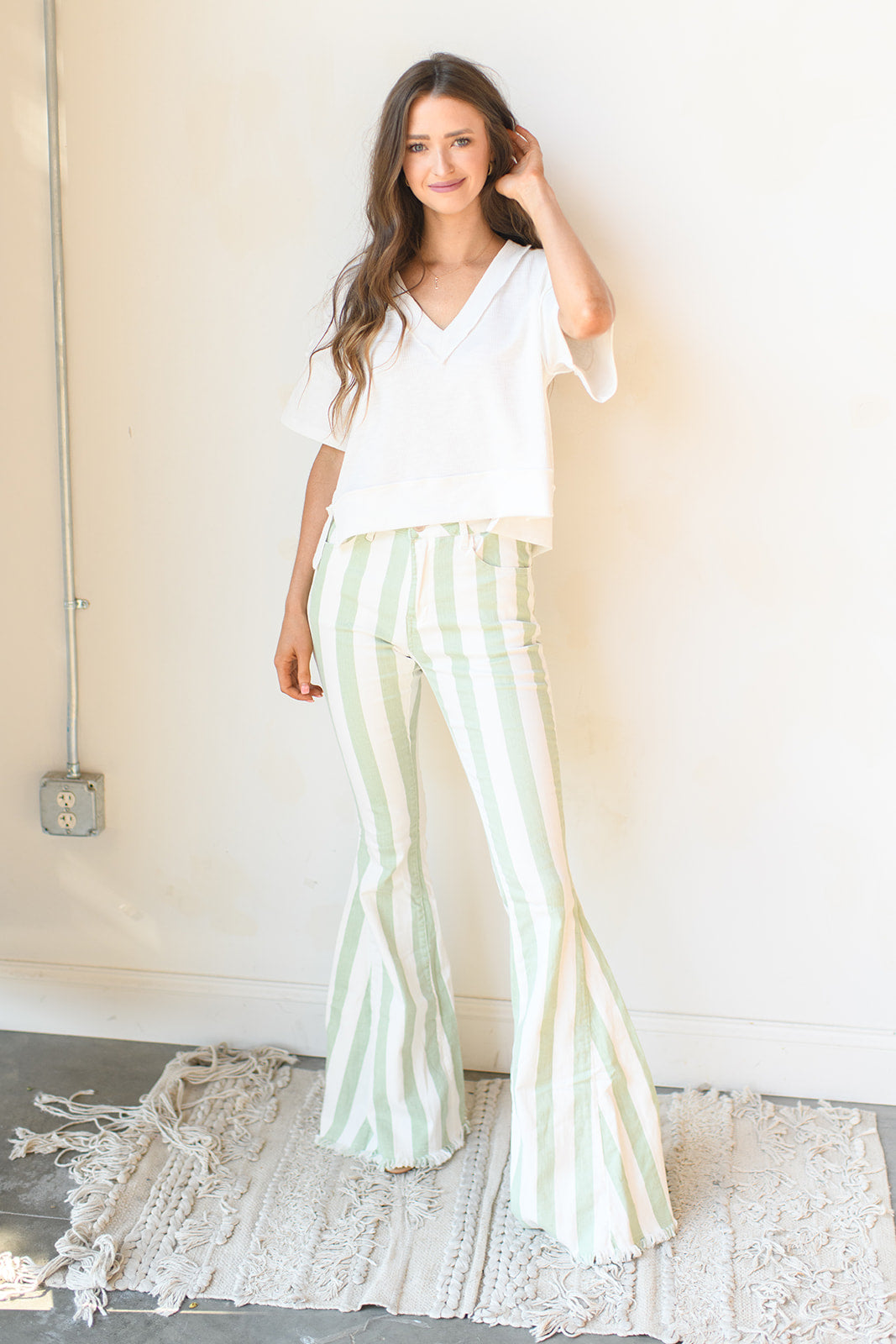 on the edge striped flares