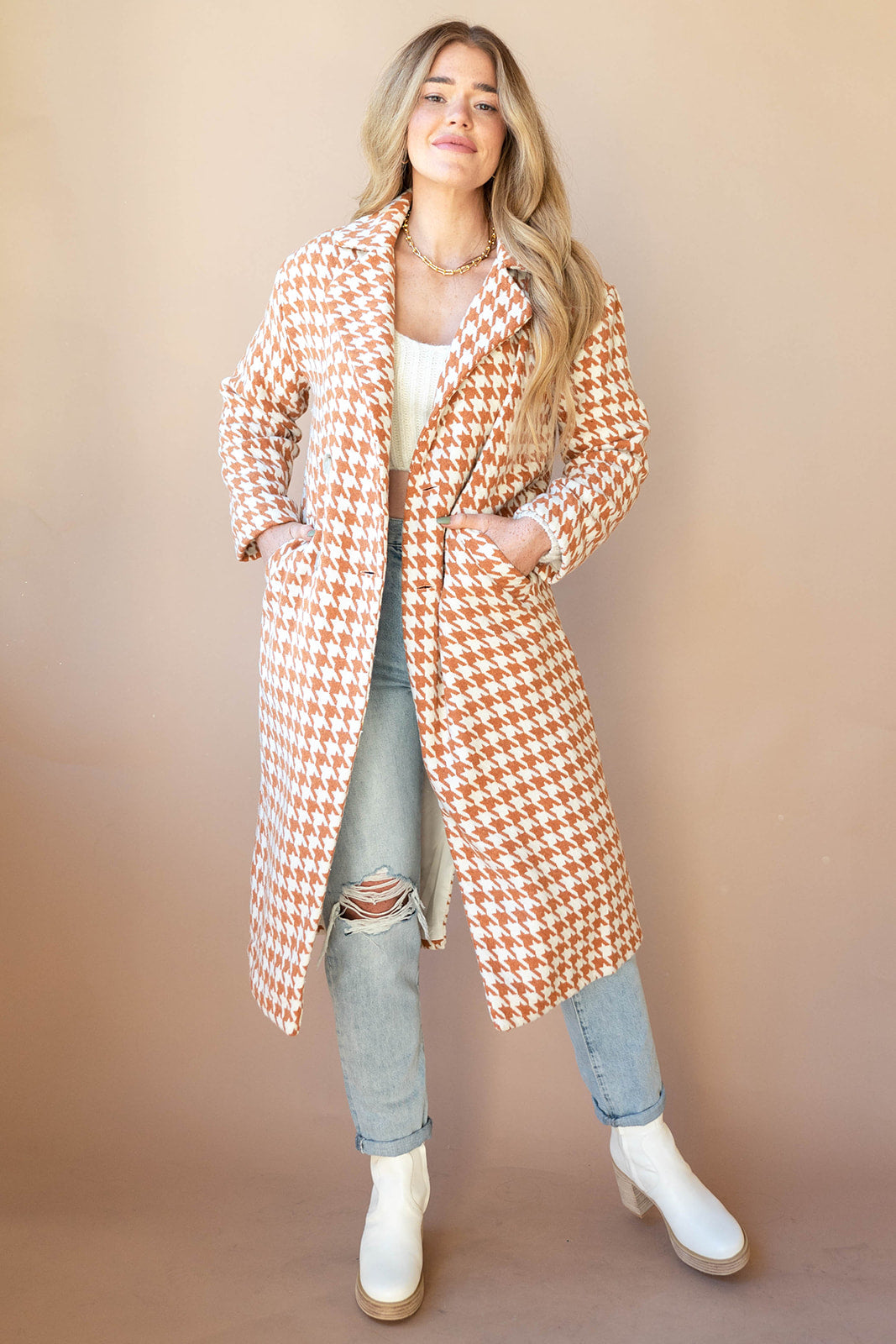 elegant houndstooth coat