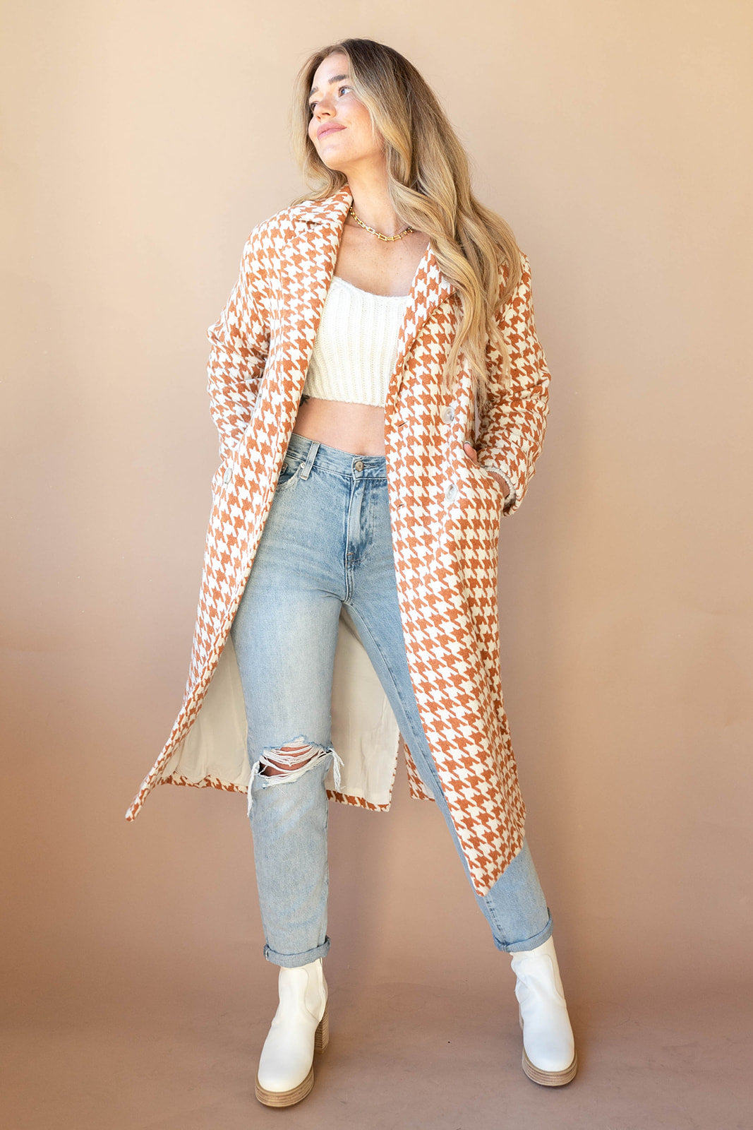 elegant houndstooth coat