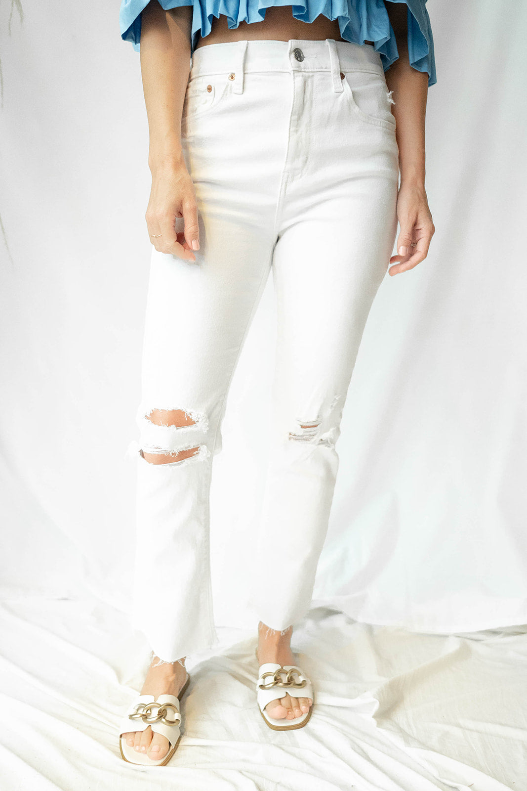 shy girl crop flare jean