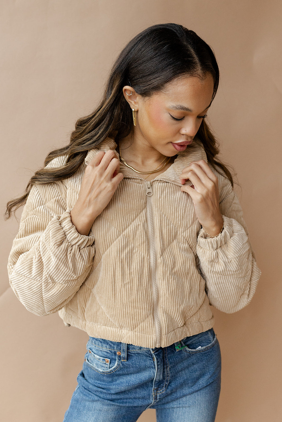 halo crop corduroy jacket