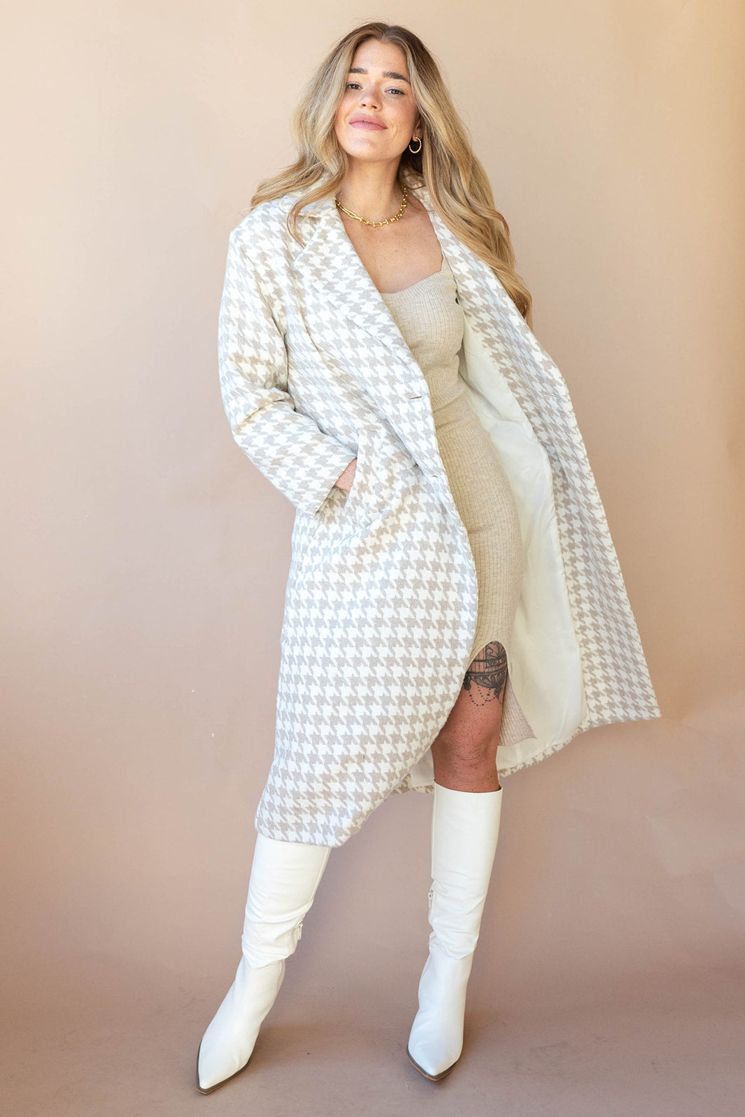 elegant houndstooth coat