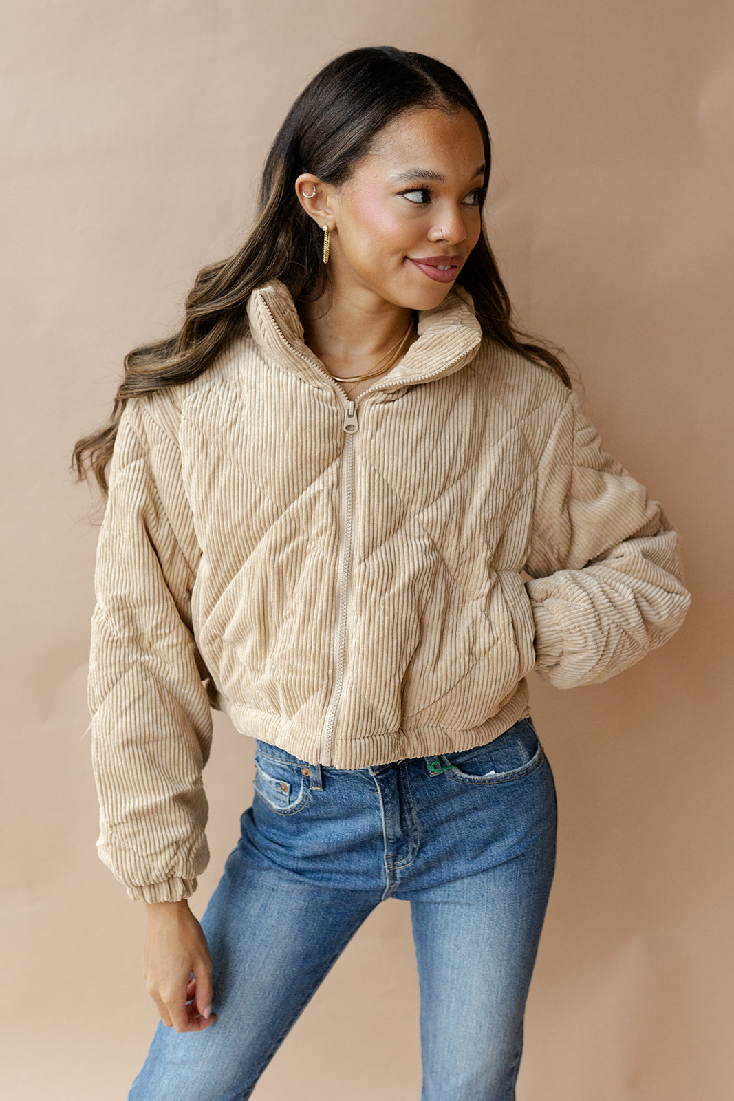 halo crop corduroy jacket